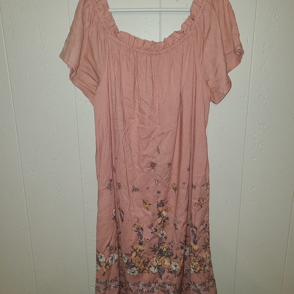 Floral Pink Off-Shoulder Dress - Picture 3 of 3